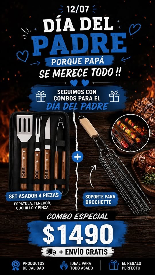 Set Asador + Soporte Para Brochette