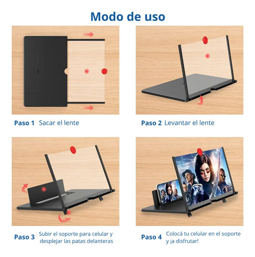 Amplificador de pantalla para celular lupa 3D 12 Pulgadas