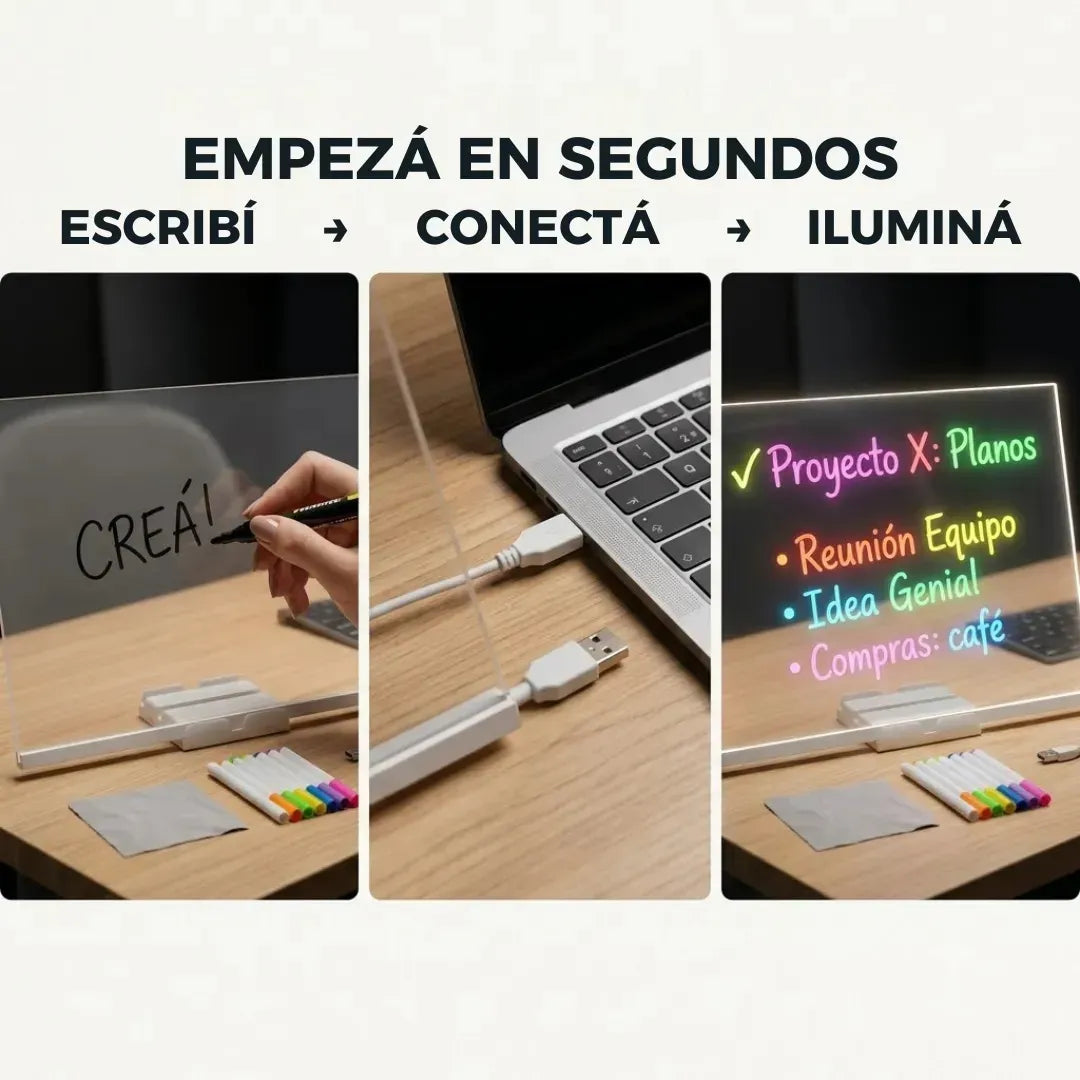 Pizarra Led Mágica Para Dibujar + Lapices De Colores